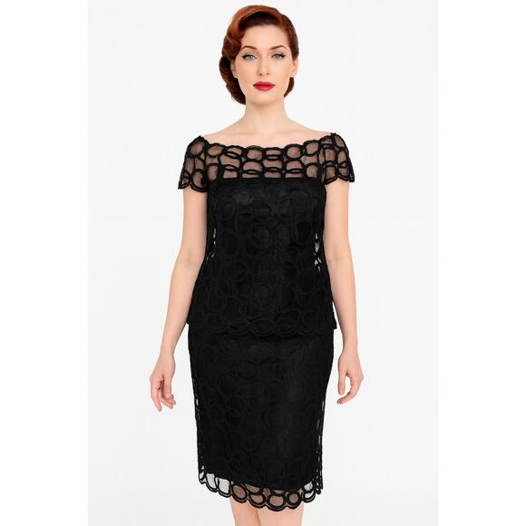 Vintage Kenar Black Lace Top & Skirt Set - 2 Pieces NWT - Picture 1 of 9